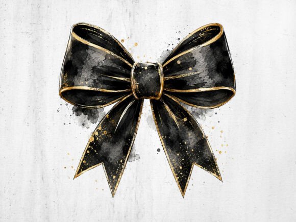 Download Black and Gold Bow Watercolor PNG File - Png file Collection