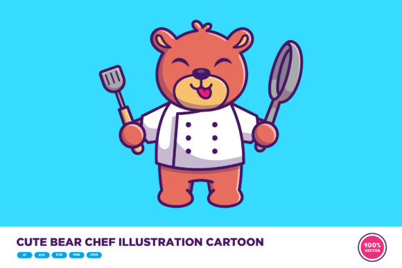 Download Cute Bear Chef Illustration Cartoon - Chef illustration Collection