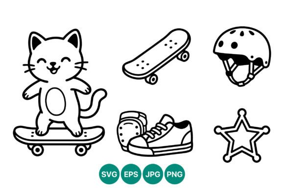 Download Happy Cat Riding Skateboard Vector - Skateboard Collection