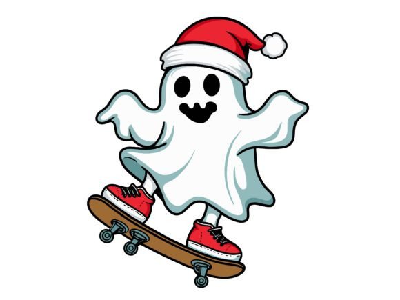 Download Christmas Ghost Boo Skateboard Vector. - Skateboard Collection
