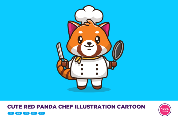 Download Cute Red Panda Chef Illustration Cartoon - Chef illustration Collection